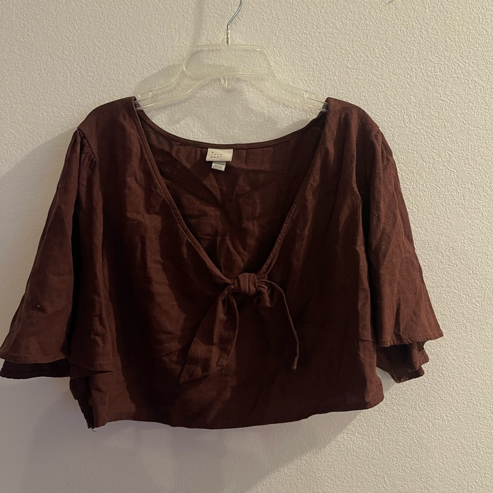 Brown tie crop top XL